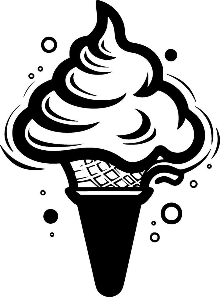 Ice Cream, Black and White Vector illustration