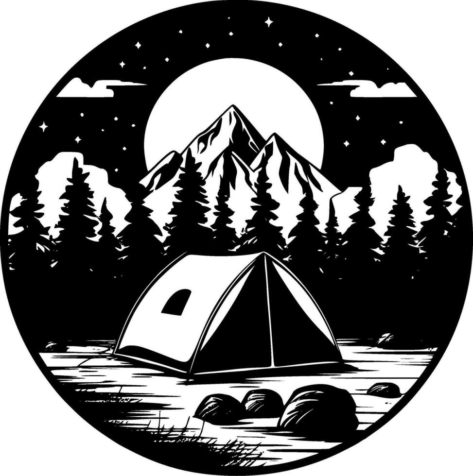 Camping, Minimalist and Simple Silhouette - Vector illustration