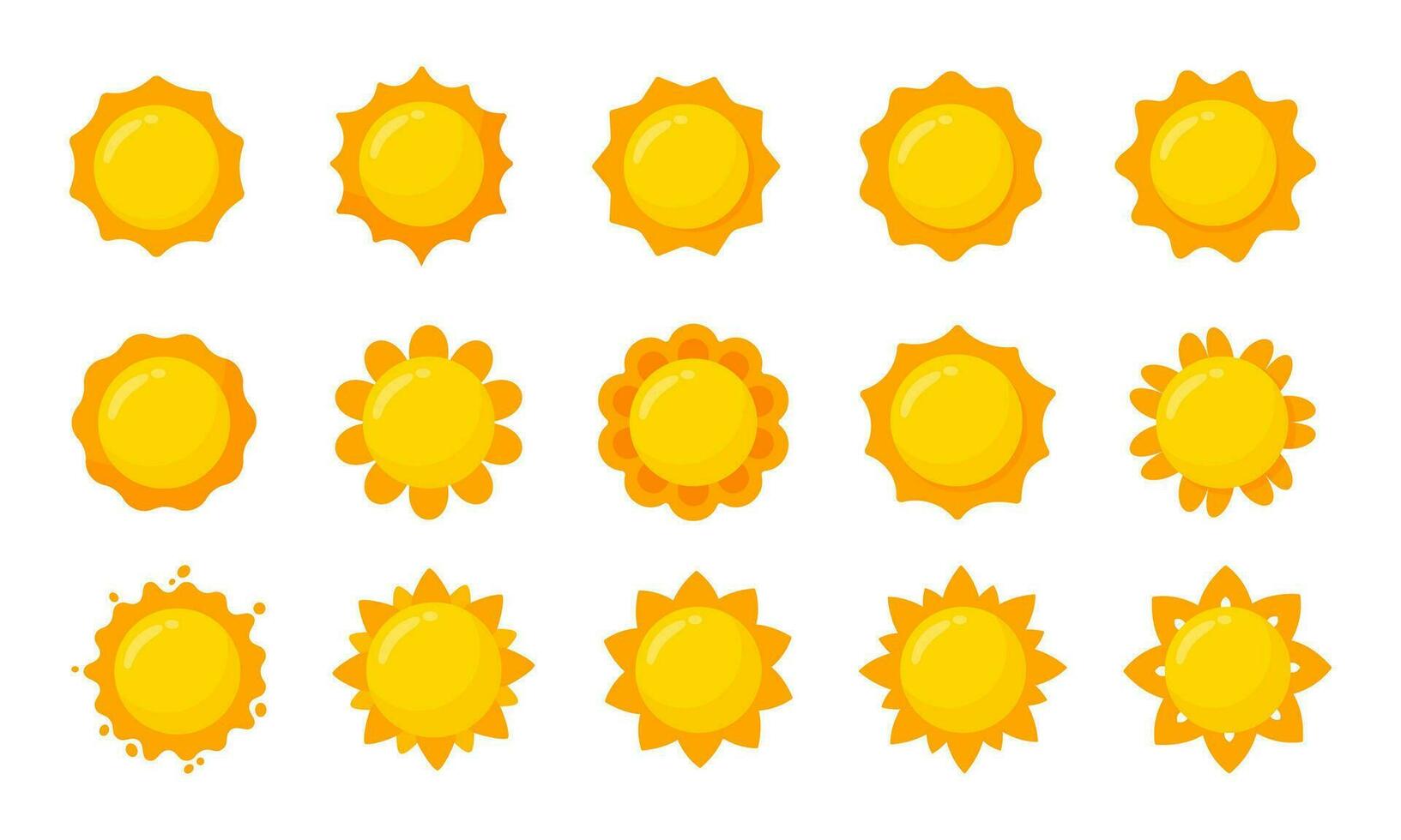yellow sun icon Simple cartoon style design. The rays of the sun in summer vector
