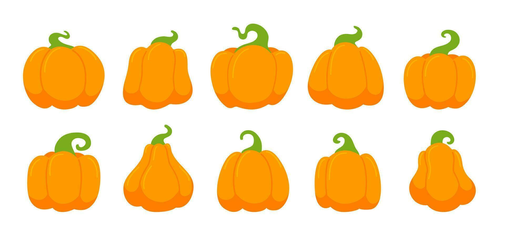 yellow pumpkin collection For carving ghost faces on Halloween. vector