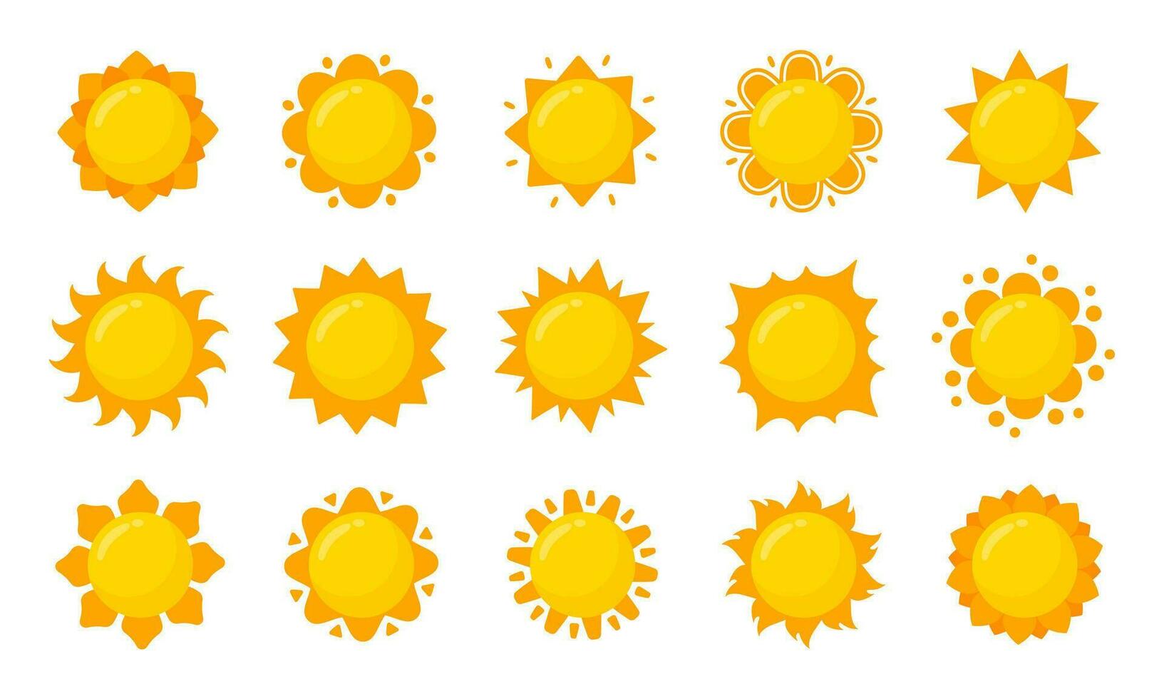 yellow sun icon Simple cartoon style design. The rays of the sun in summer vector