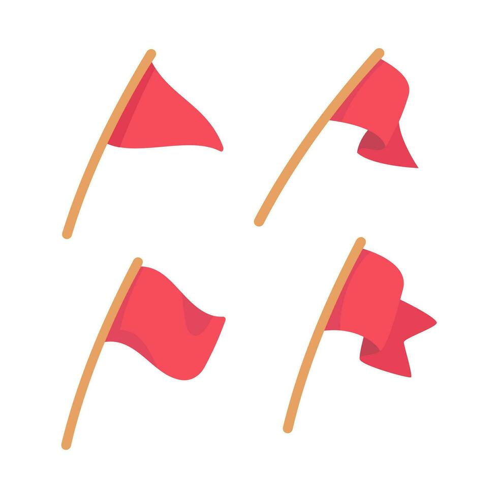 Red flag icon. Symbolic flags for defining tent sites for trekkers vector