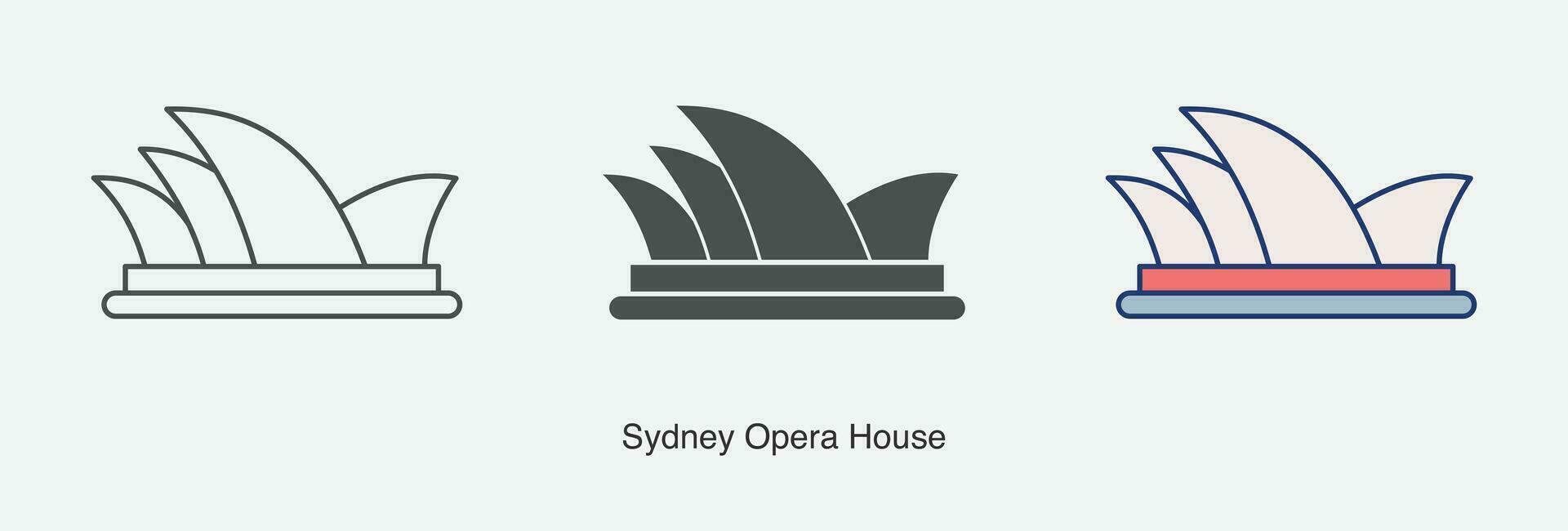 Sydney ópera casa icono en diferente estilo vector ilustración.