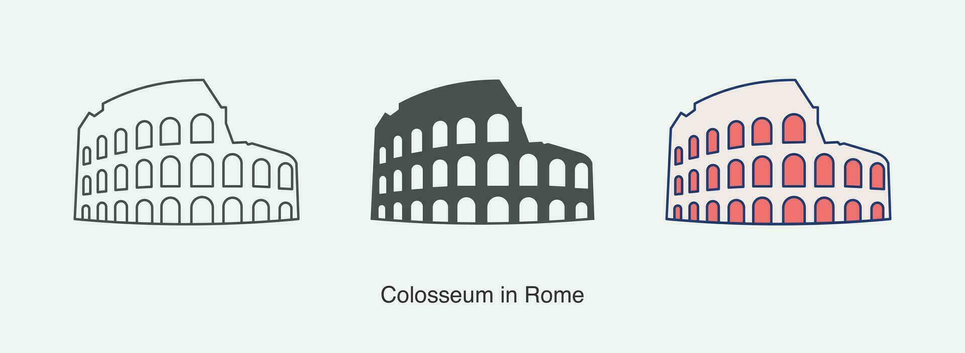 Colosseum in Rome icon in different style vector illustration.