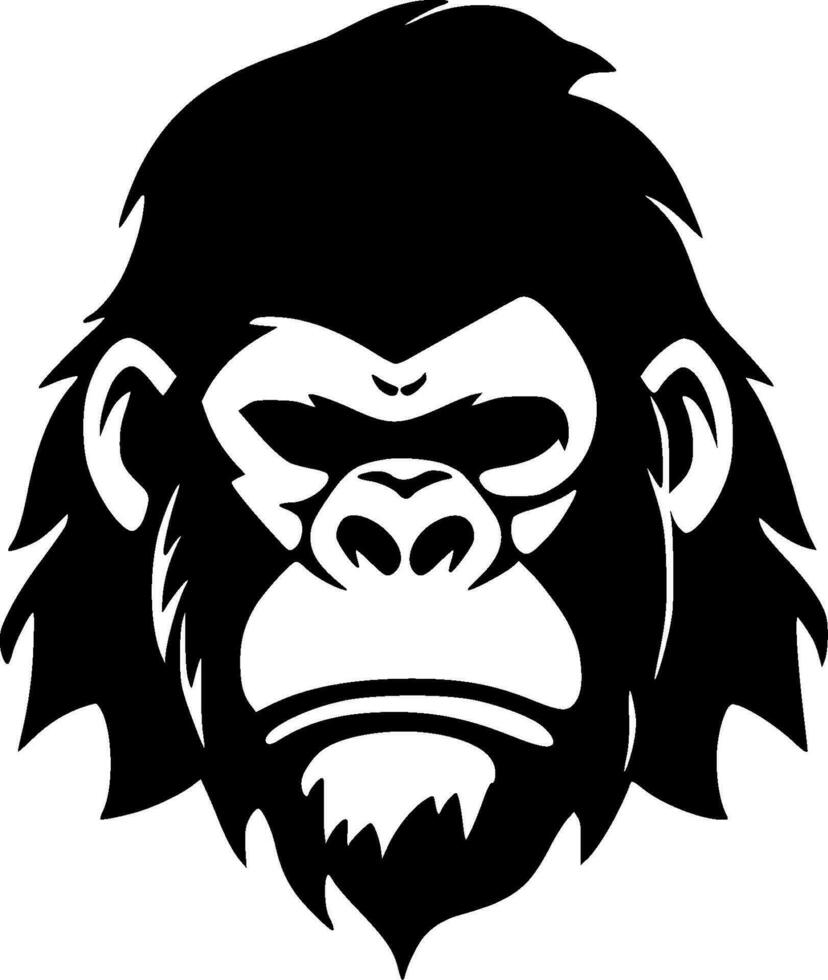 gorila - negro y blanco aislado icono - vector ilustración