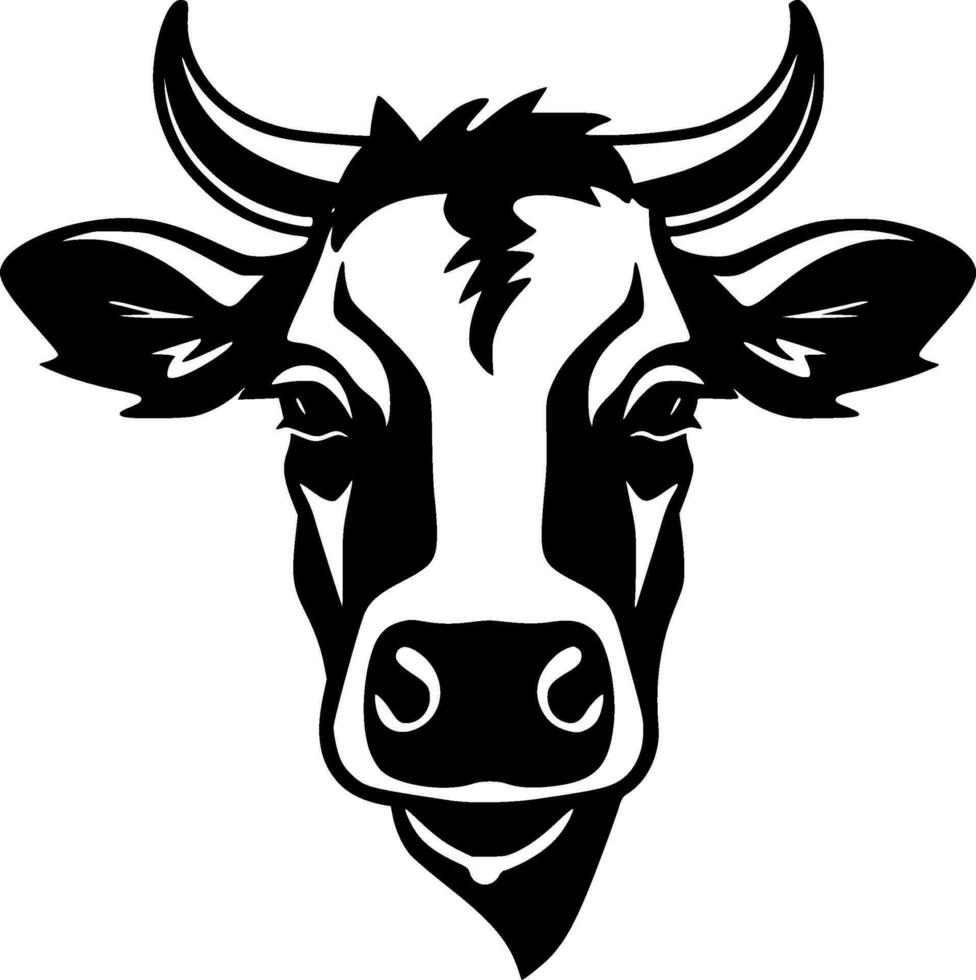 vaca - negro y blanco aislado icono - vector ilustración