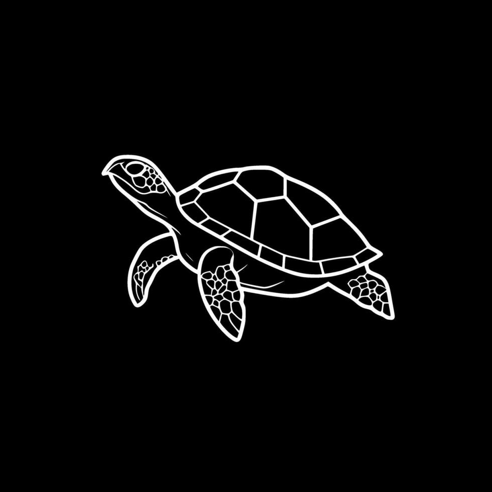 Tortuga - negro y blanco aislado icono - vector ilustración