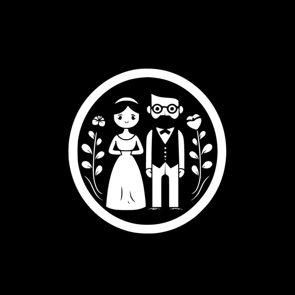 Wedding, Minimalist and Simple Silhouette - Vector illustration