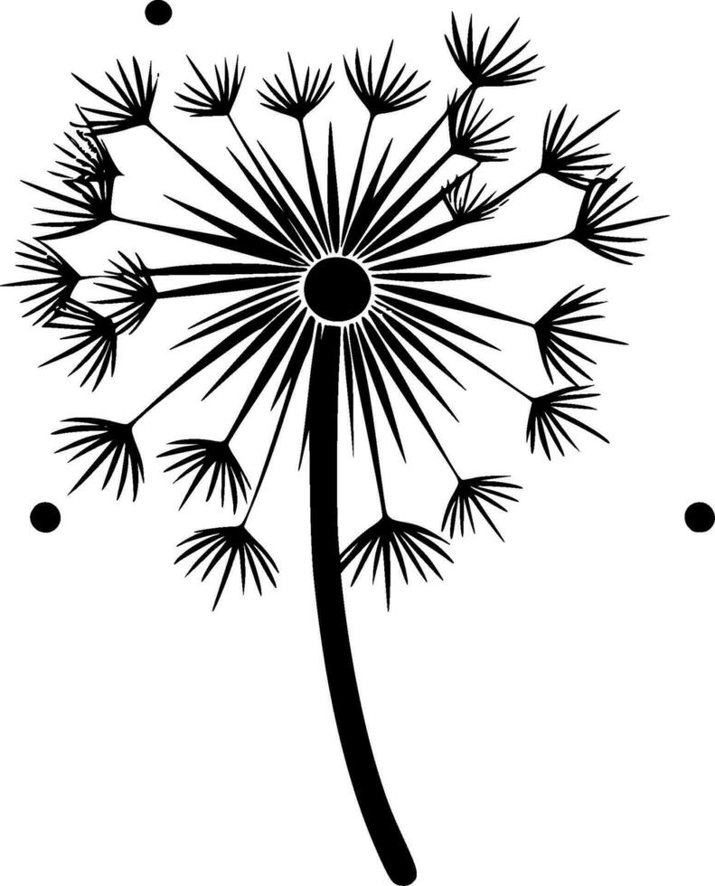 Dandelion, Black and White Vector illustration
