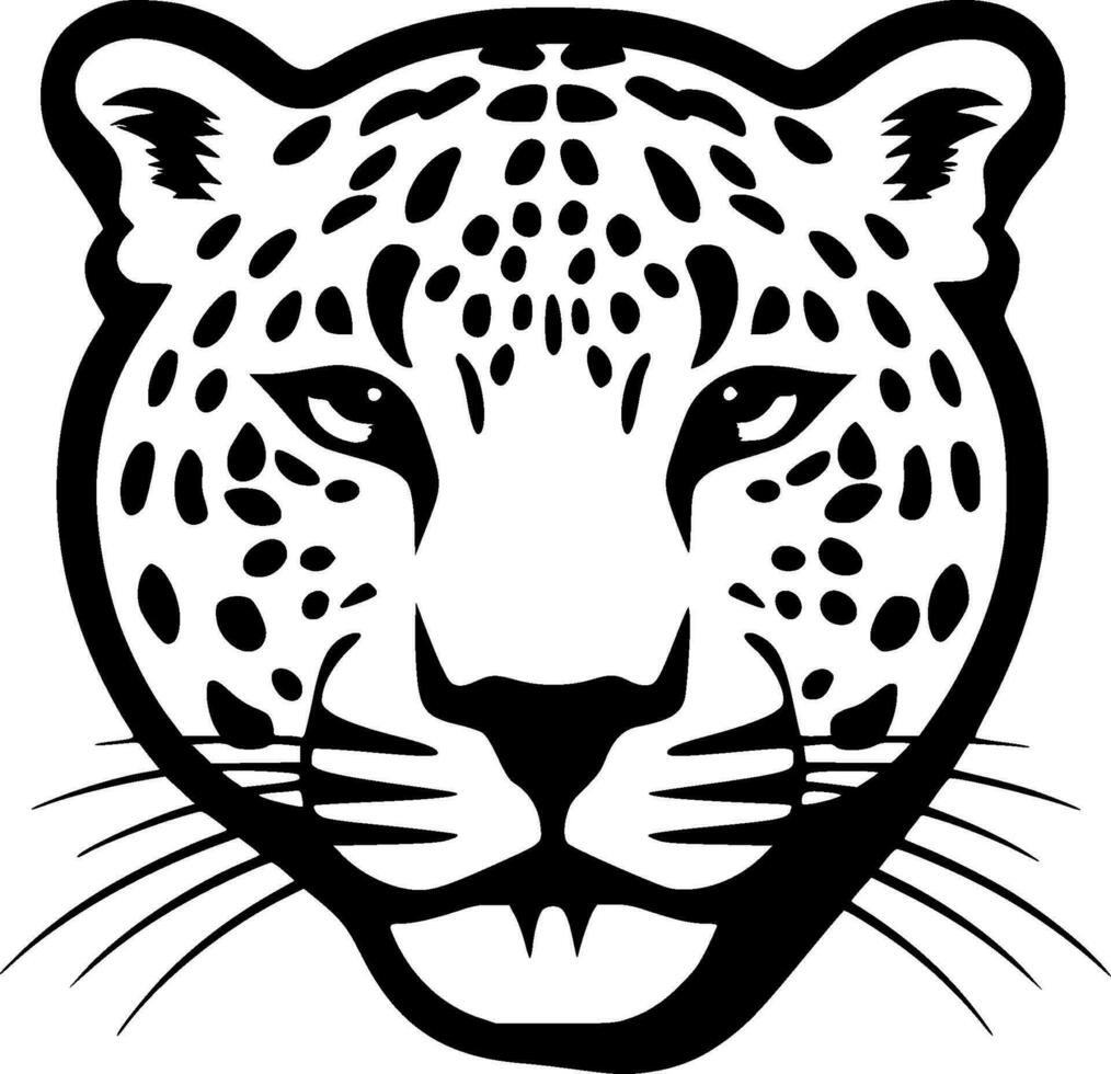 leopardo - negro y blanco aislado icono - vector ilustración