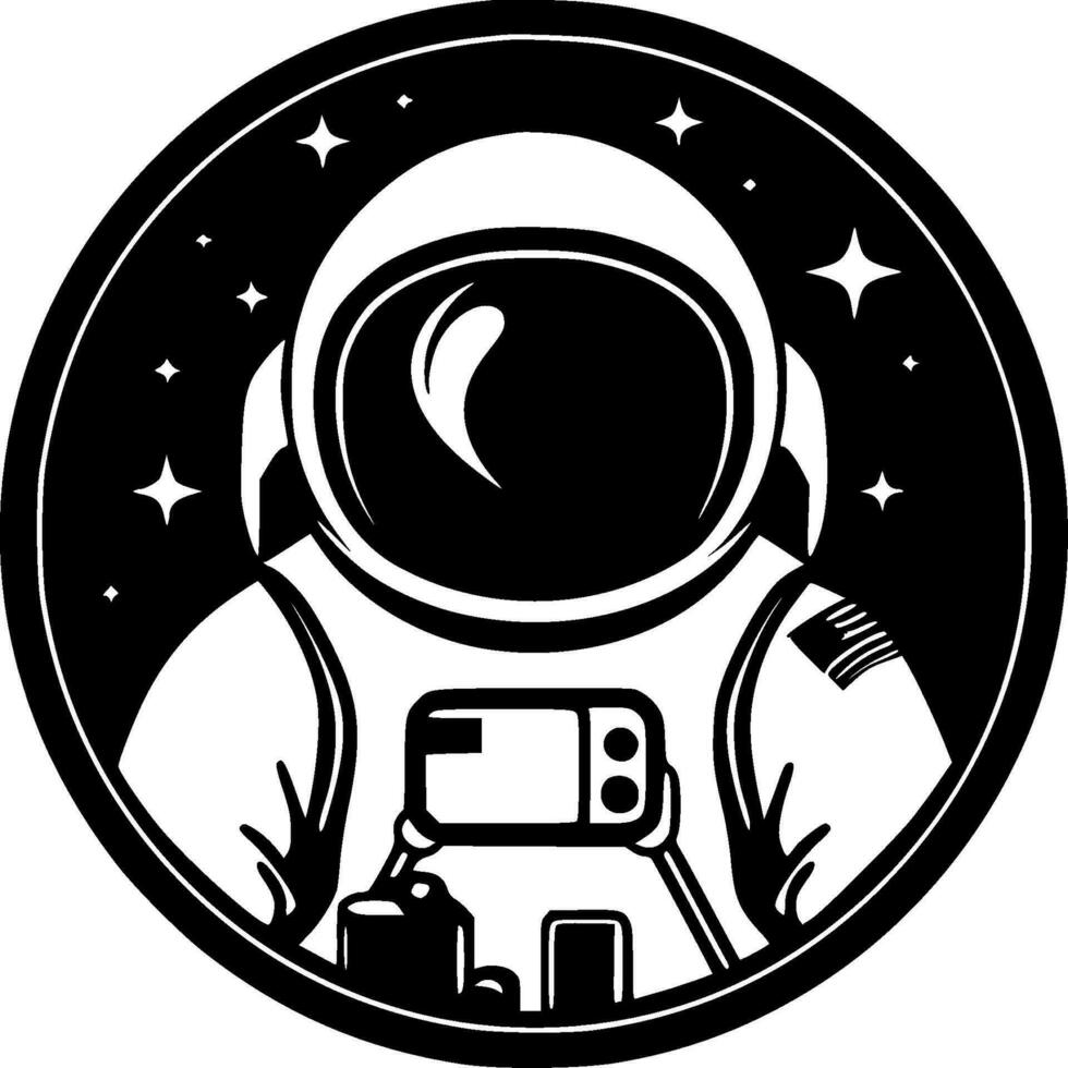 Astronaut - Black and White Isolated Icon - Vector illustration