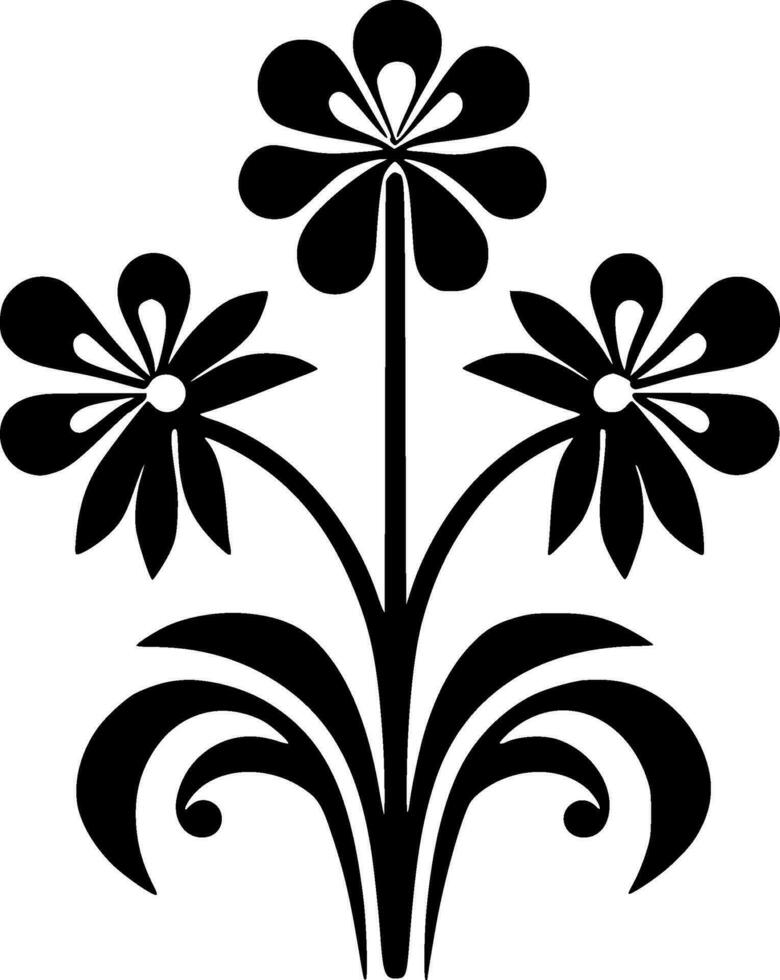 Flower - Black and White Isolated Icon - Vector illustration