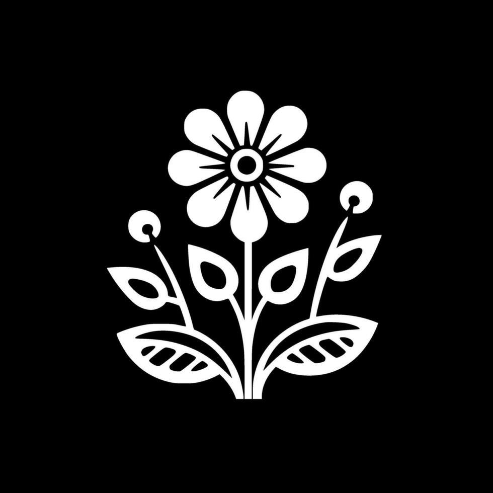 flores - negro y blanco aislado icono - vector ilustración