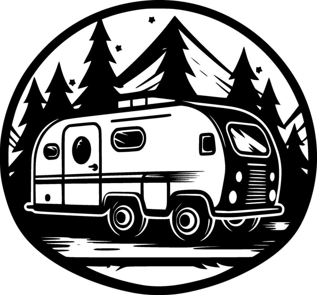 Camping, Minimalist and Simple Silhouette - Vector illustration