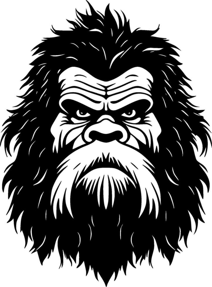 Bigfoot, Black and White Vector illustration