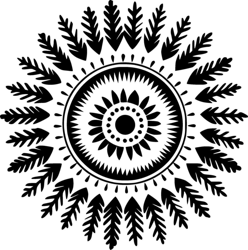 Boho, Black and White Vector illustration