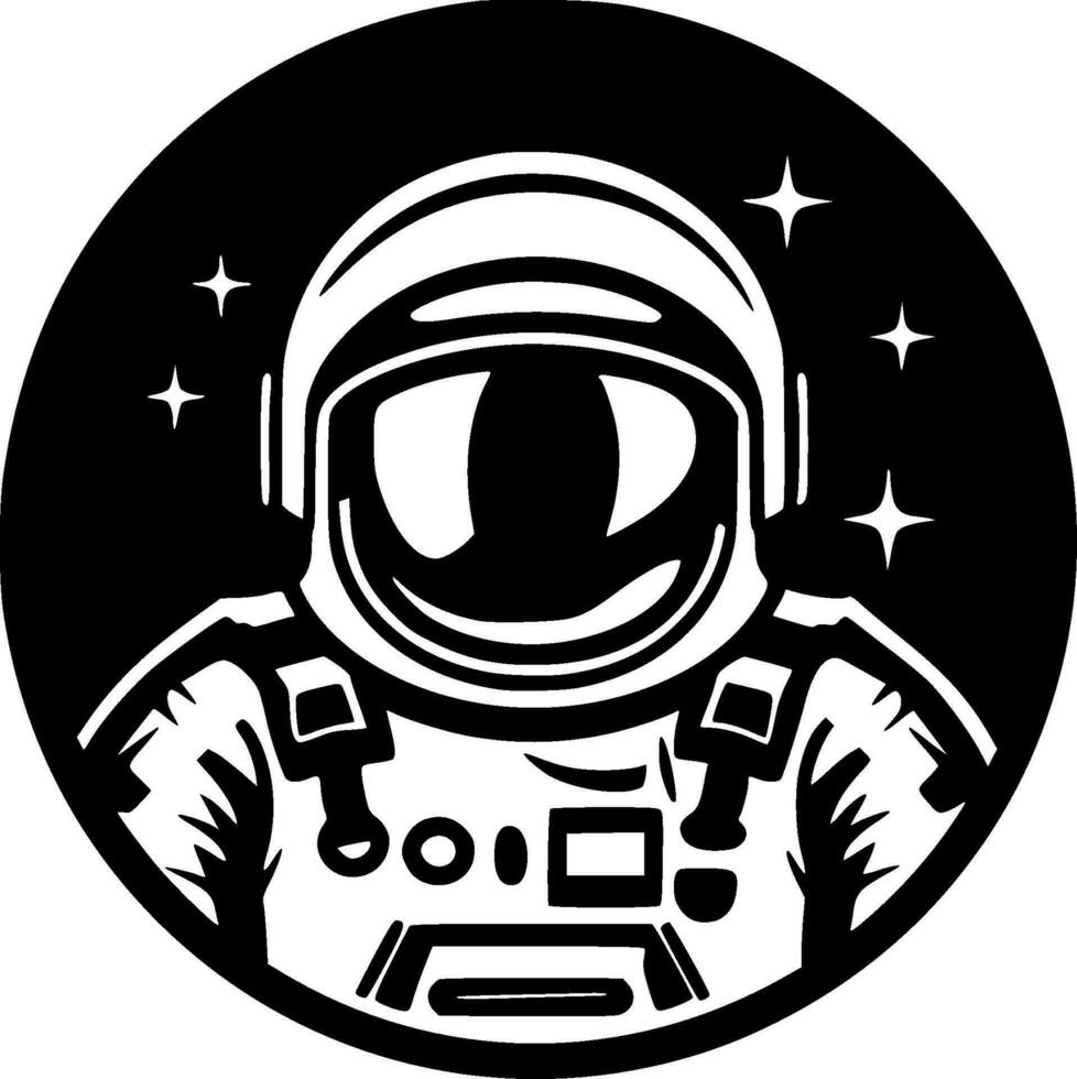 Astronaut - Black and White Isolated Icon - Vector illustration