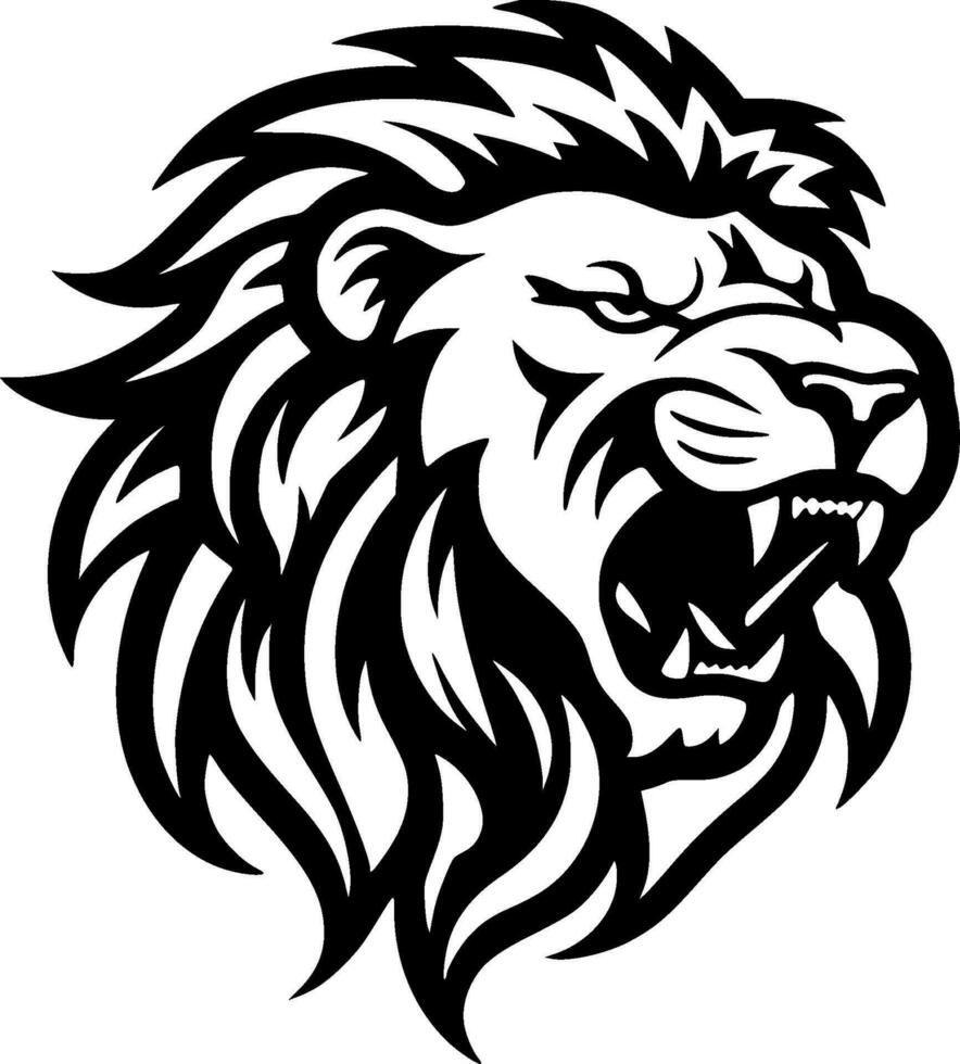 Lion, Black and White Vector illustration