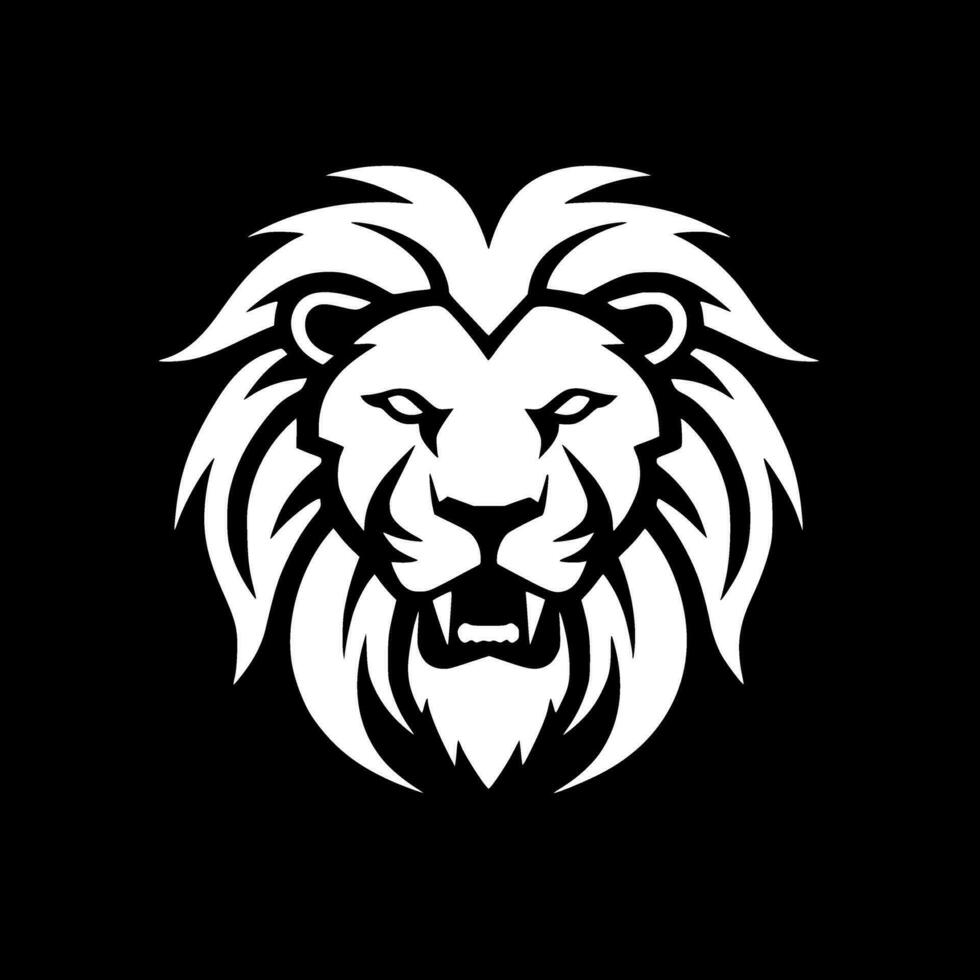 Lion, Black and White Vector illustration