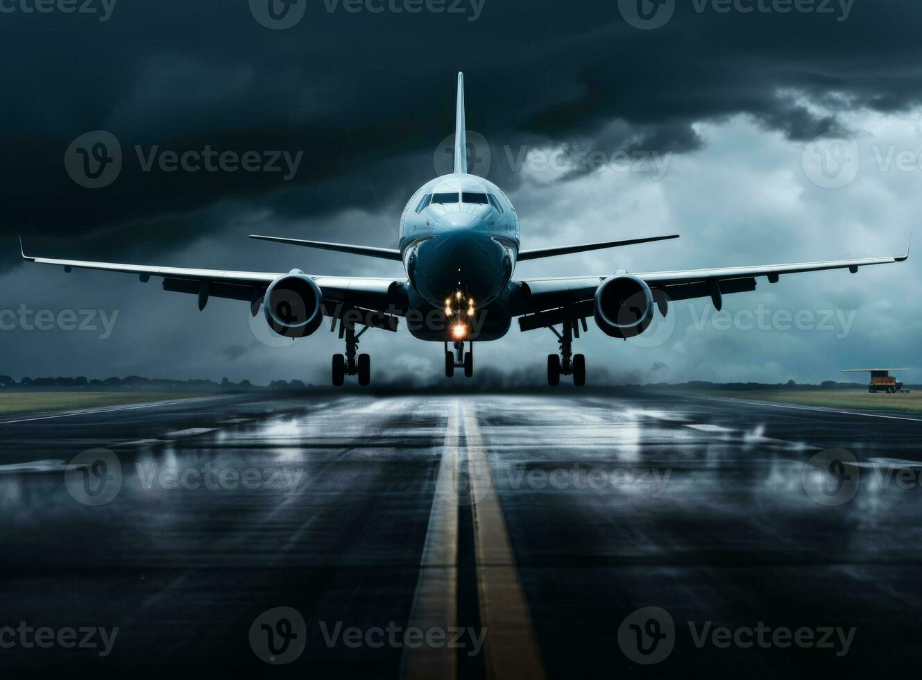 Airplane in sky background photo