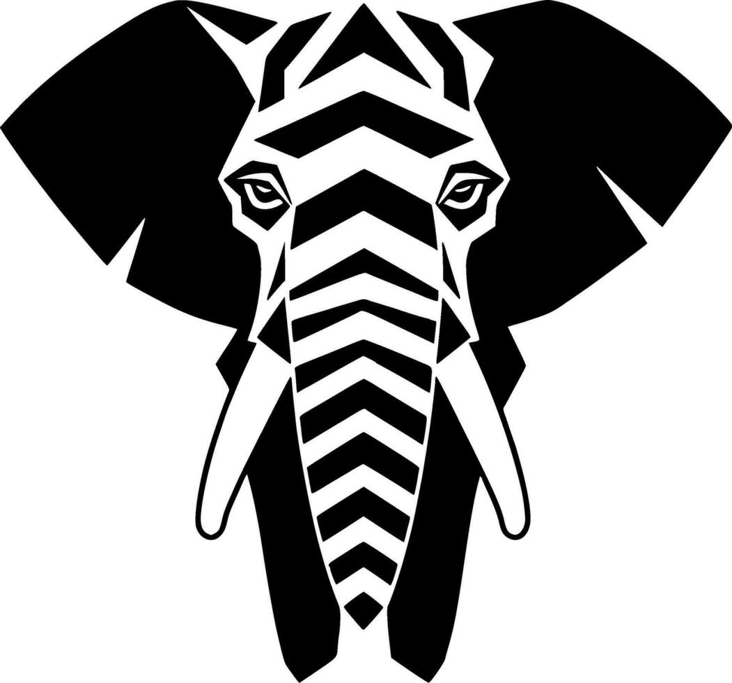 Elephant, Black and White Vector illustration