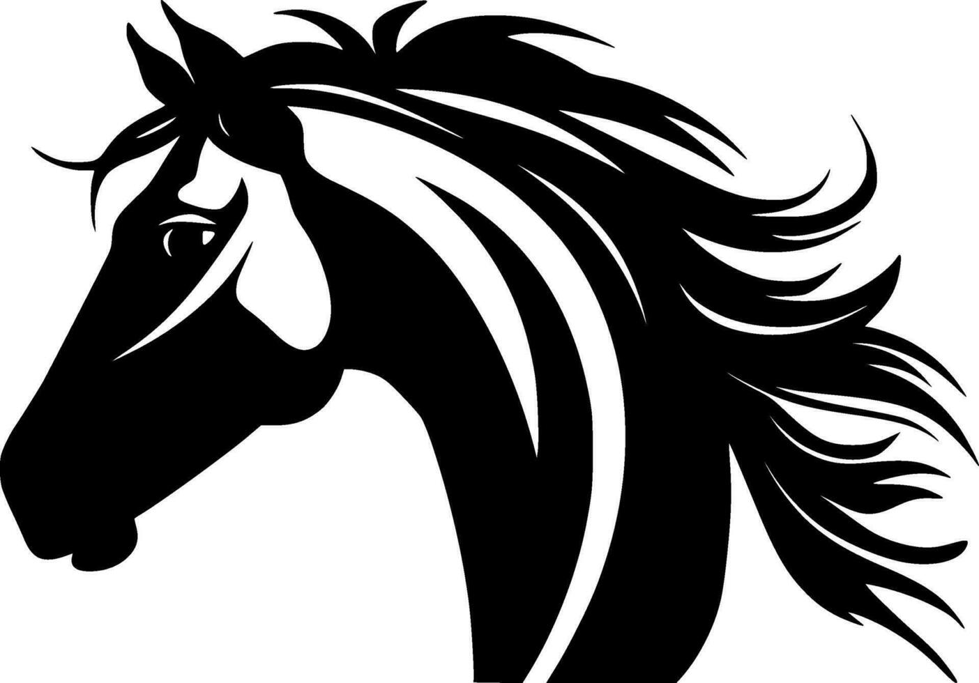 Horse, Black and White Vector illustration
