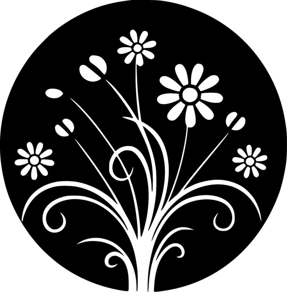 Floral, Black and White Vector illustration