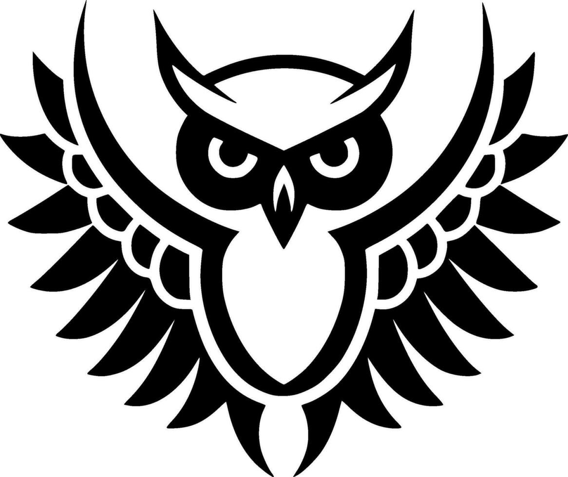 Owl, Black and White Vector illustration