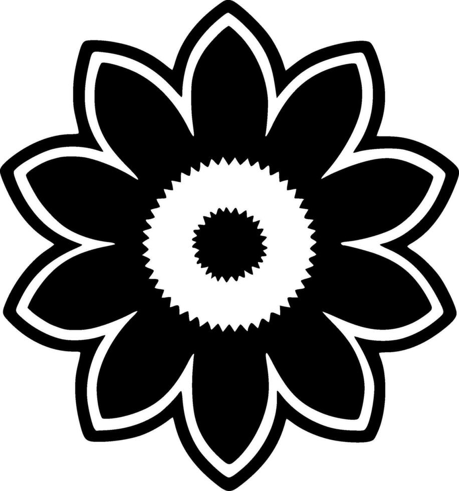 Flower, Black and White Vector illustration