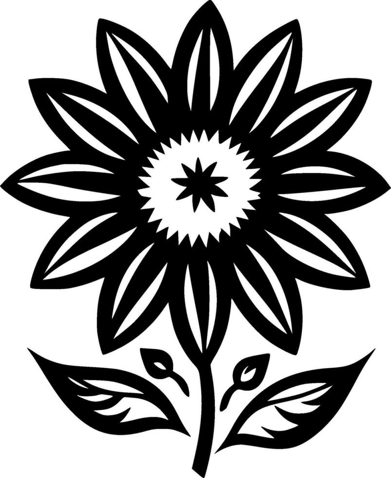 Flower - Black and White Isolated Icon - Vector illustration