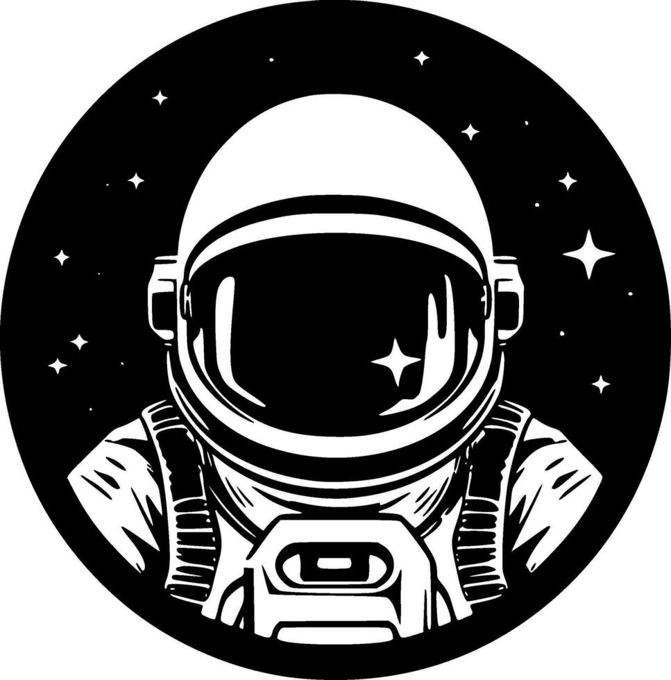 astronauta, negro y blanco vector ilustración