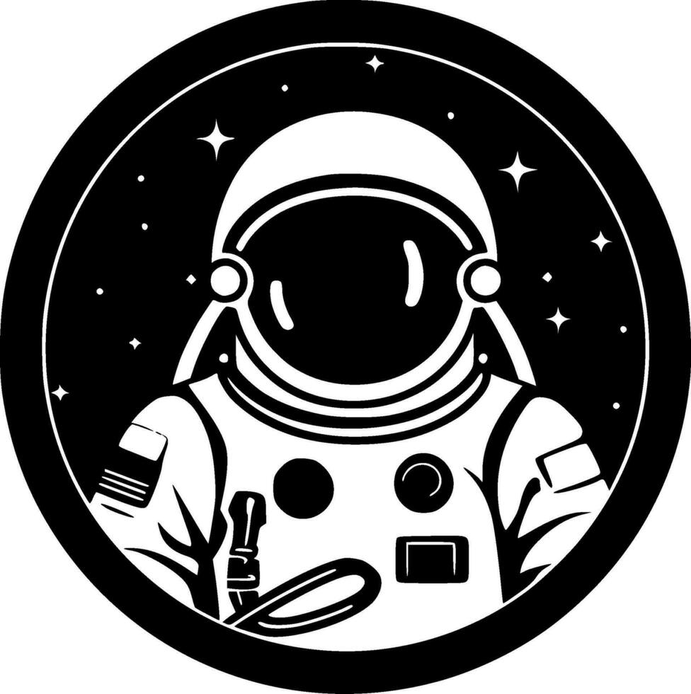 Astronaut - Black and White Isolated Icon - Vector illustration