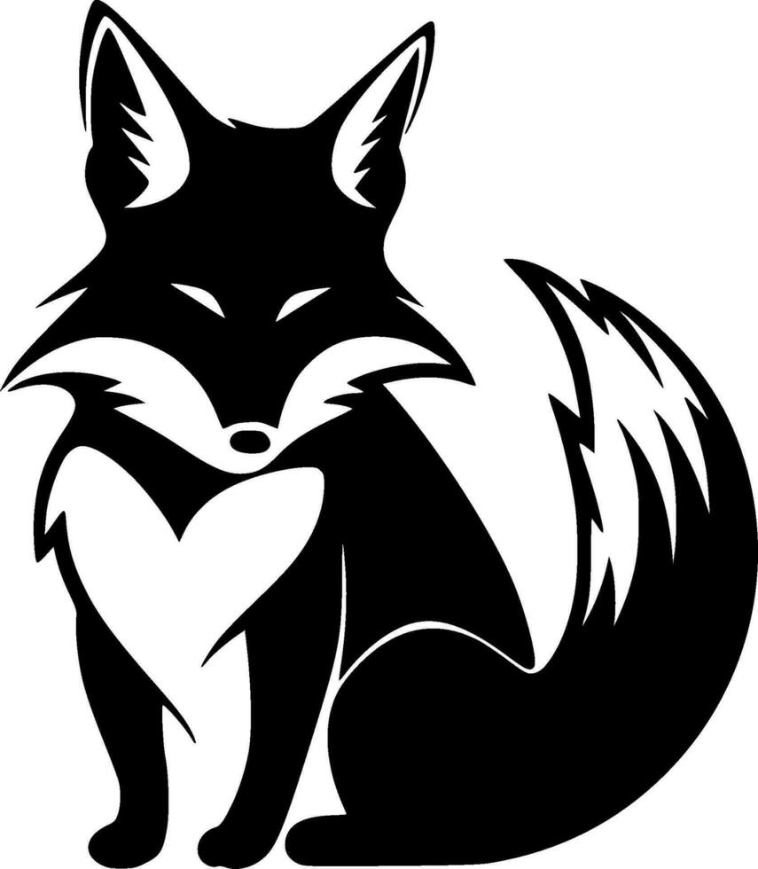 Fox - Black and White Isolated Icon - Vector illustration