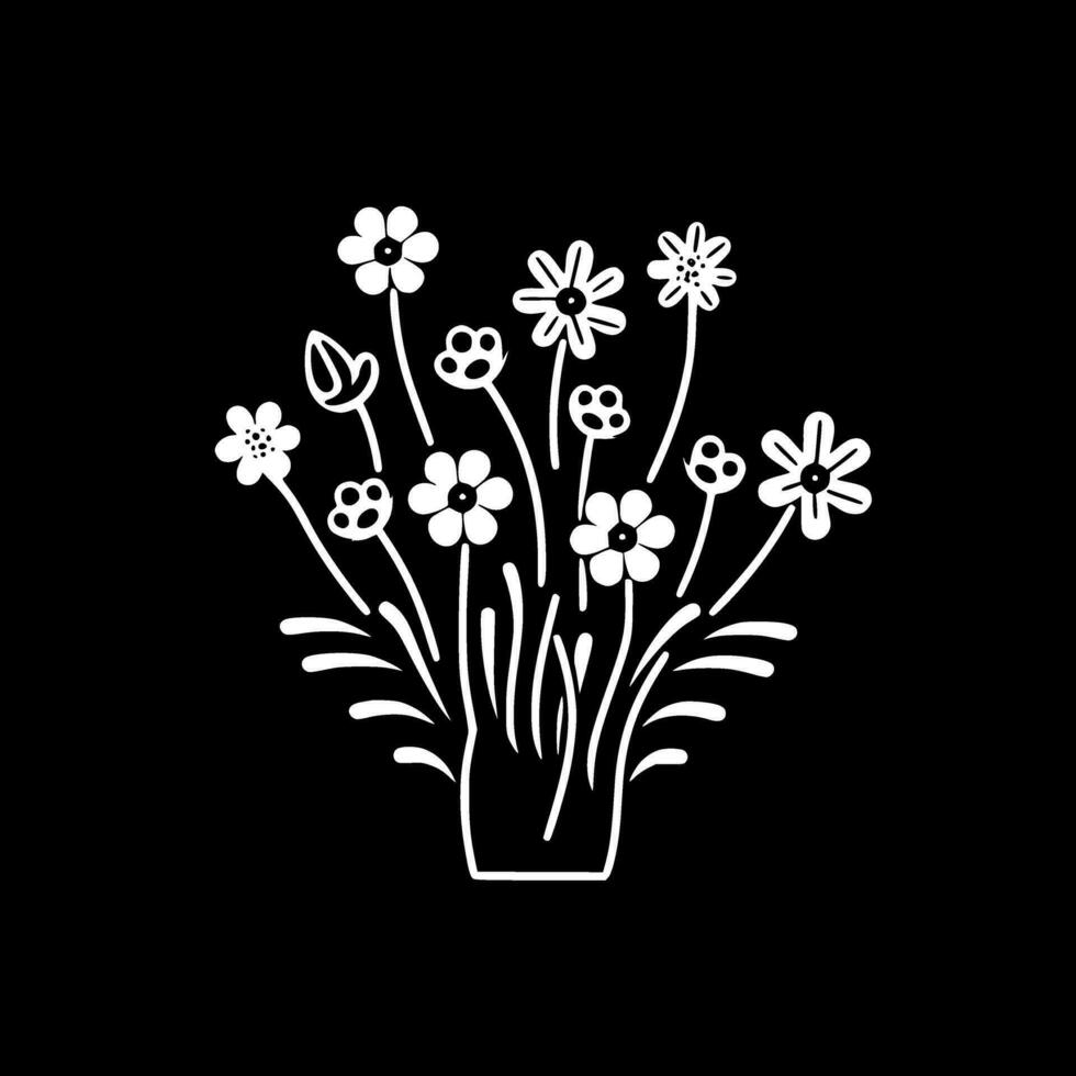 Flowers, Black and White Vector illustration