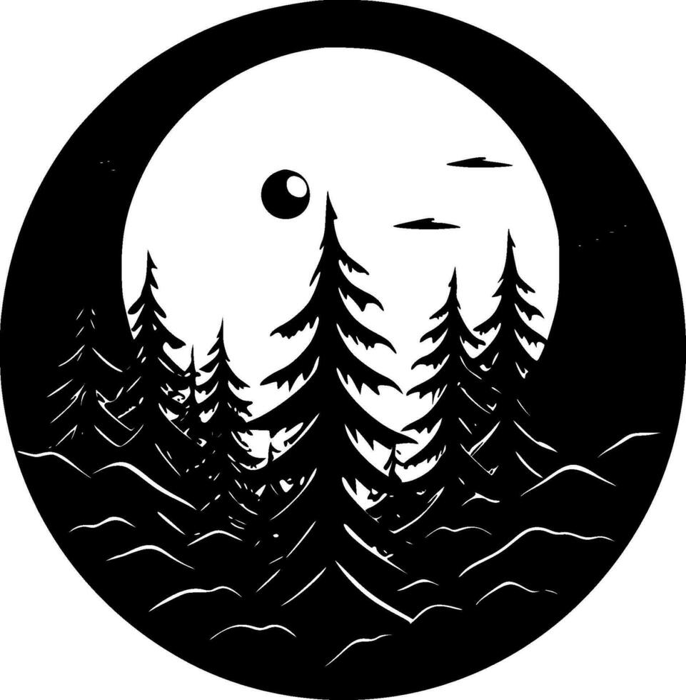 Forest - Black and White Isolated Icon - Vector illustration