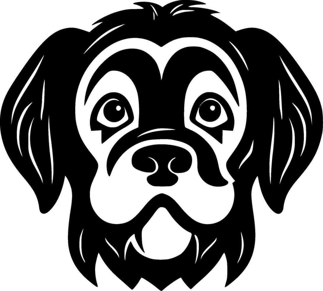 perro - negro y blanco aislado icono - vector ilustración