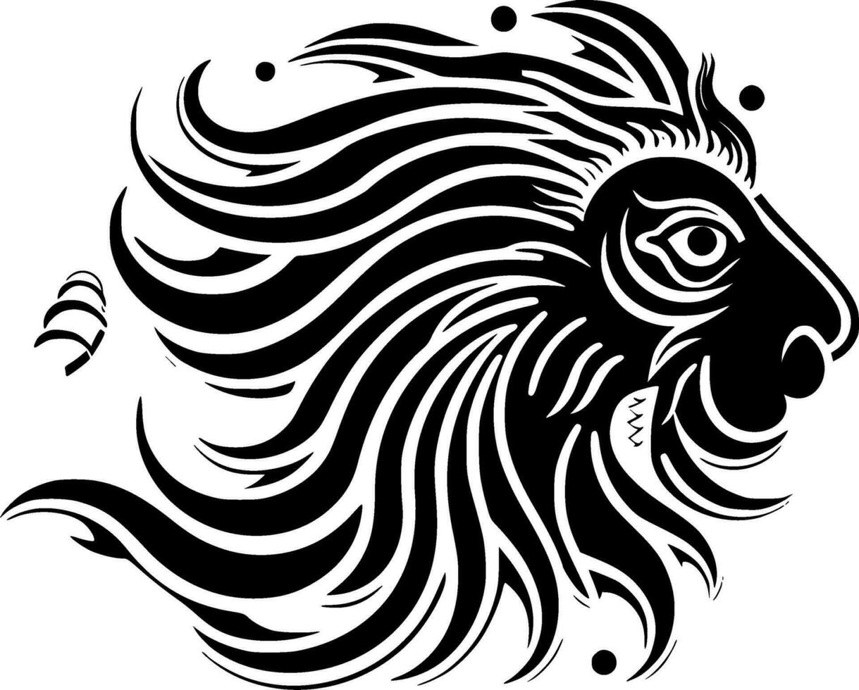 Lion - Black and White Isolated Icon - Vector illustration