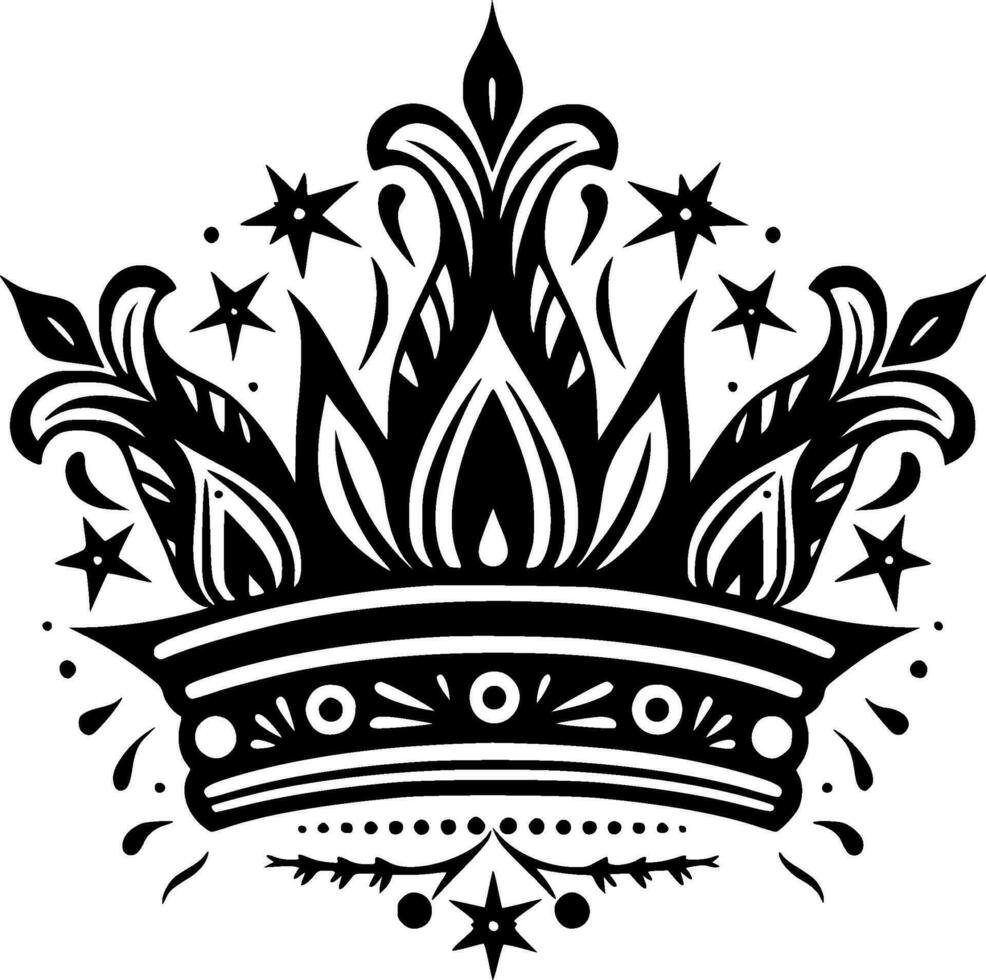 Crown - Black and White Isolated Icon - Vector illustration