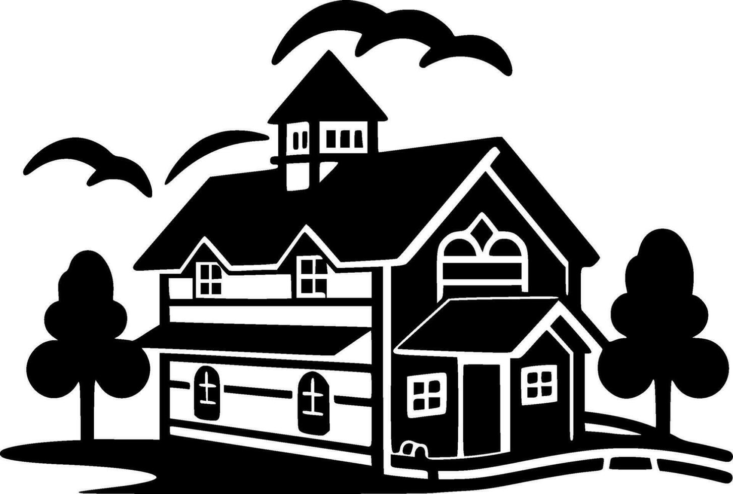 Farmhouse, Minimalist and Simple Silhouette - Vector illustration
