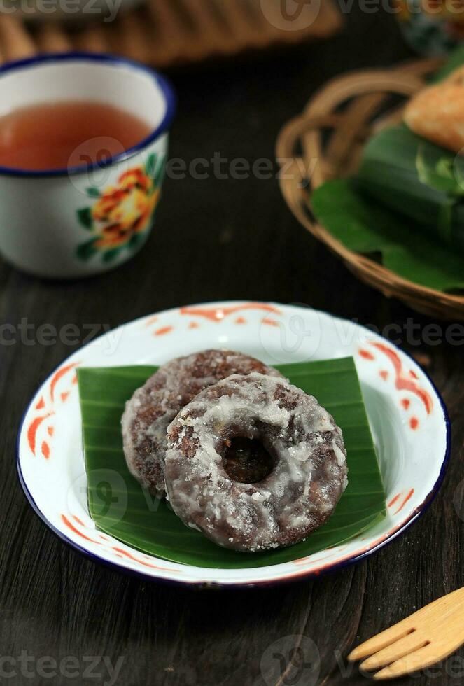 Jalabiya, Donut Ring Shape Snack made from Sticky Rice Flour Coated with Sugar Powder photo