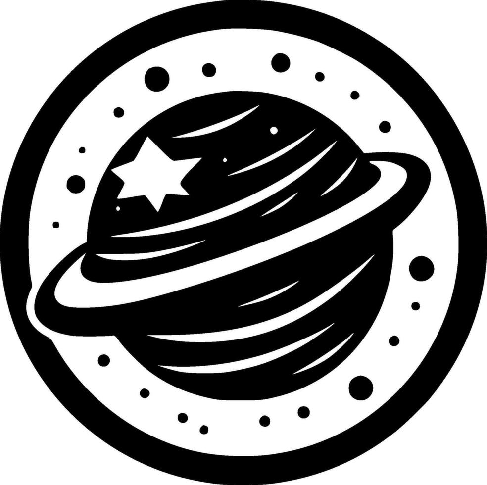 galaxia - negro y blanco aislado icono - vector ilustración