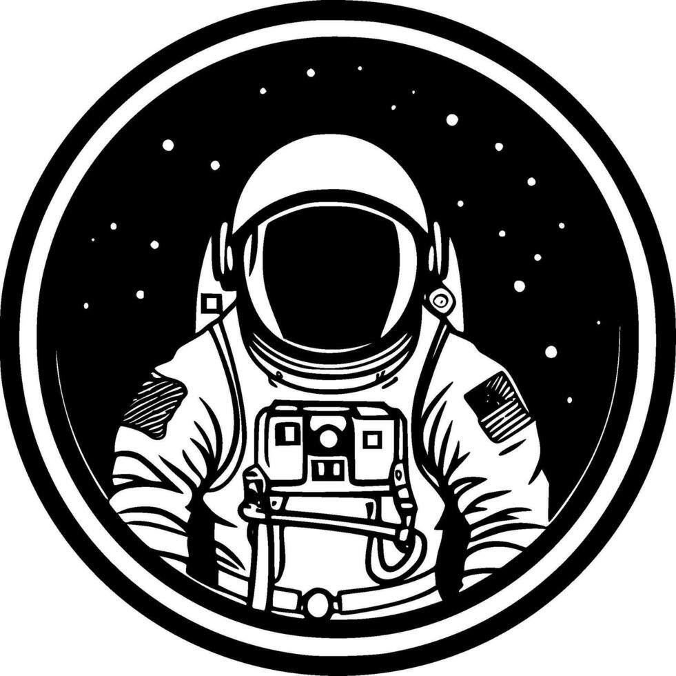 Astronaut - Black and White Isolated Icon - Vector illustration