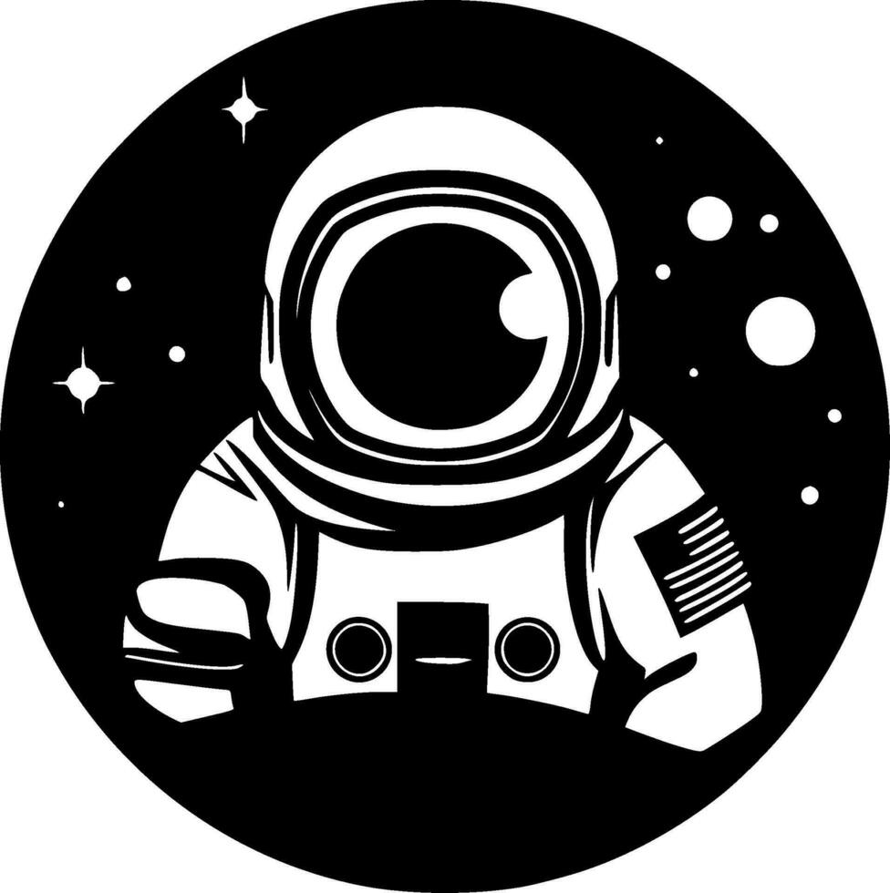 astronauta - negro y blanco aislado icono - vector ilustración