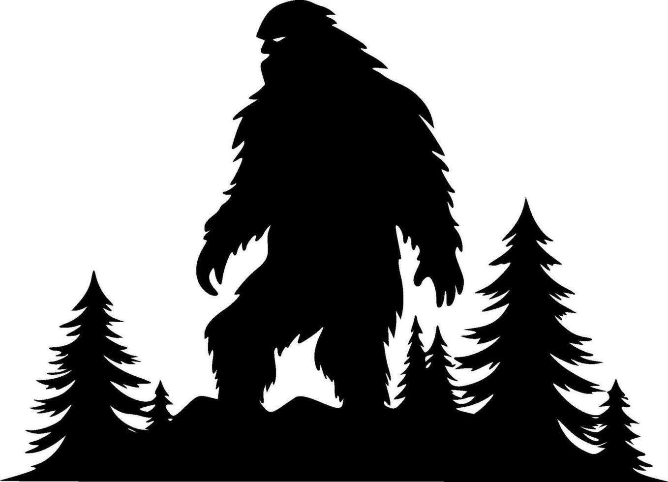 Bigfoot, Black and White Vector illustration
