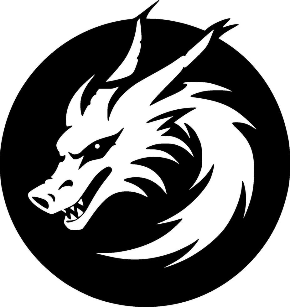 Dragon, Black and White Vector illustration