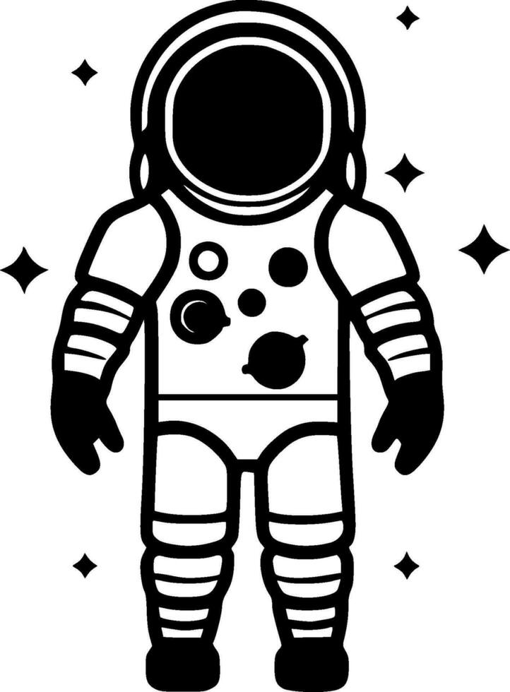 astronauta, negro y blanco vector ilustración