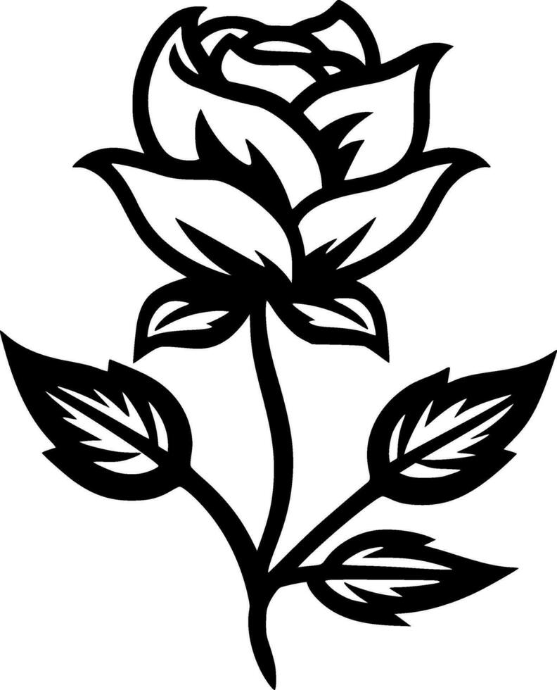 Flower, Black and White Vector illustration