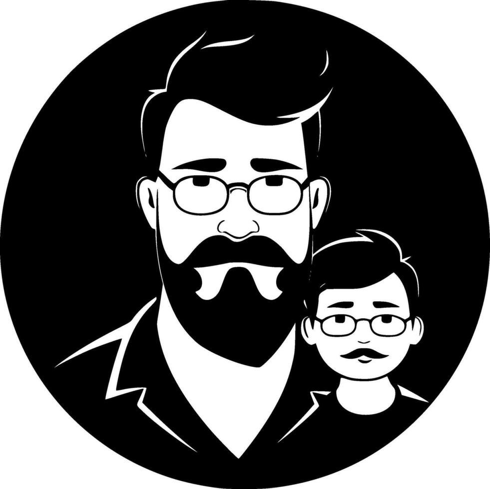 Father, Black and White Vector illustration