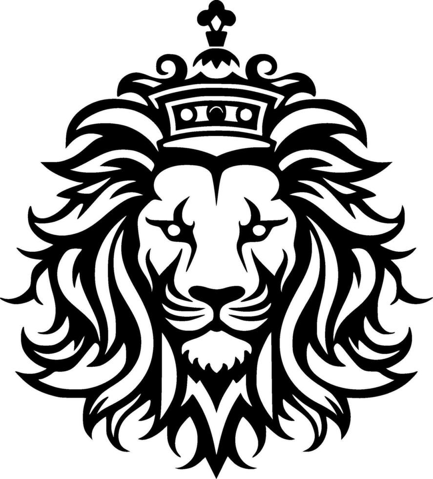 Lion - Black and White Isolated Icon - Vector illustration