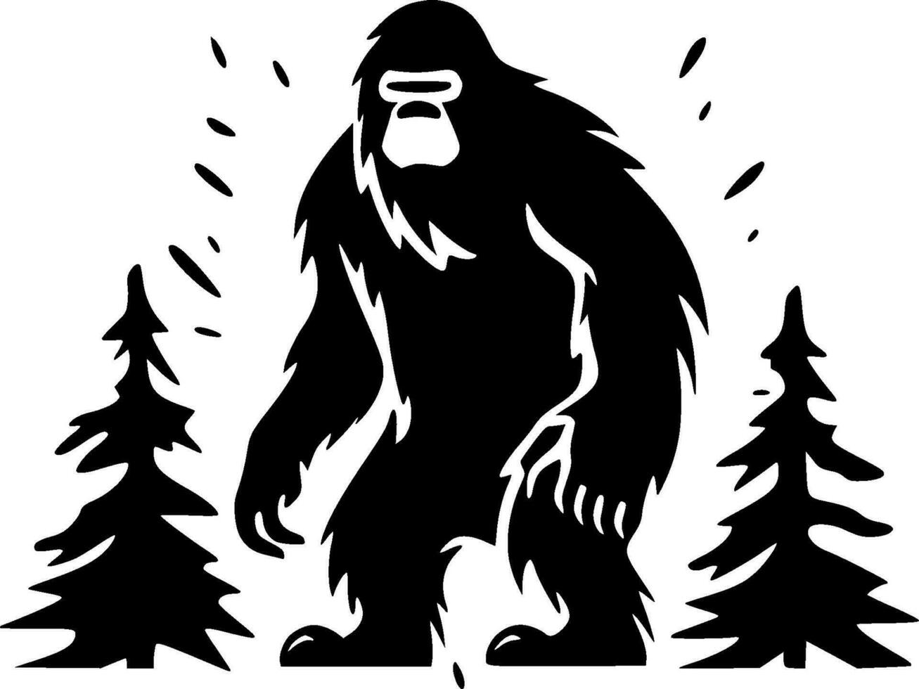 Bigfoot, Black and White Vector illustration
